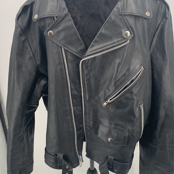 Niki Leather Jacket size XL Black Motorcycle jacket vintage - Picture 5 of 15